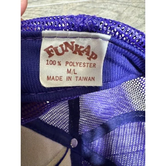 Vintage 90s Nininger Daughterty Racing Purple Mesh Trucker Hat Baseball Cap Funk - Picture 5 of 8